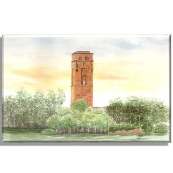 Leinwand 40 x 30 cm Keilrahmen Canvas-Leinen Aquarell Maritim Kunst Druck Kunstdruck Nordsee Insel Borkum Alter Leuchtturm Strand Meer Dünen